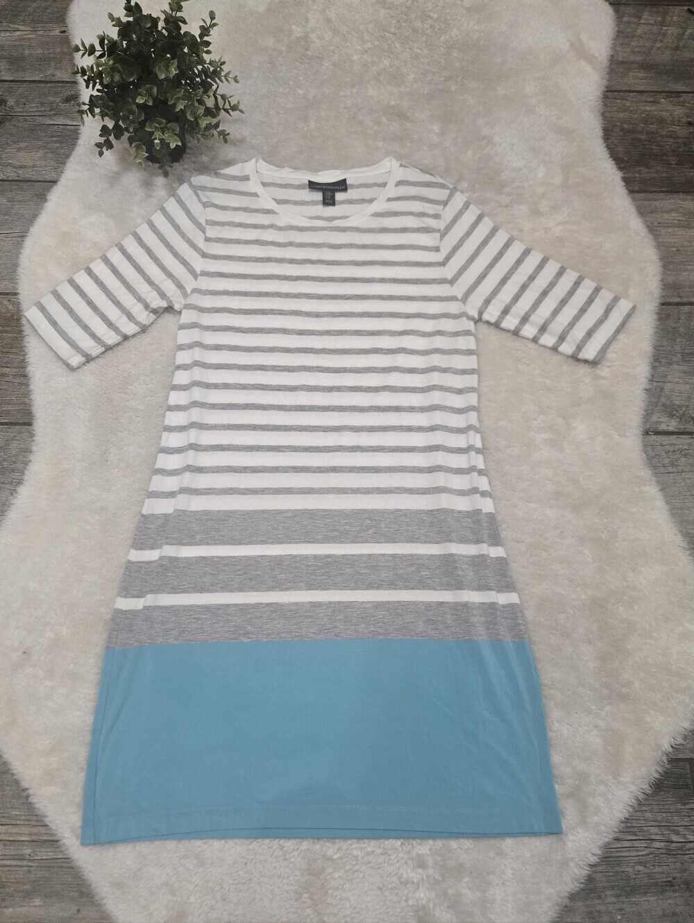 Cynthia Rowley Striped Colorblock Preppy Casual Lightweight T-Shirt Dress, M